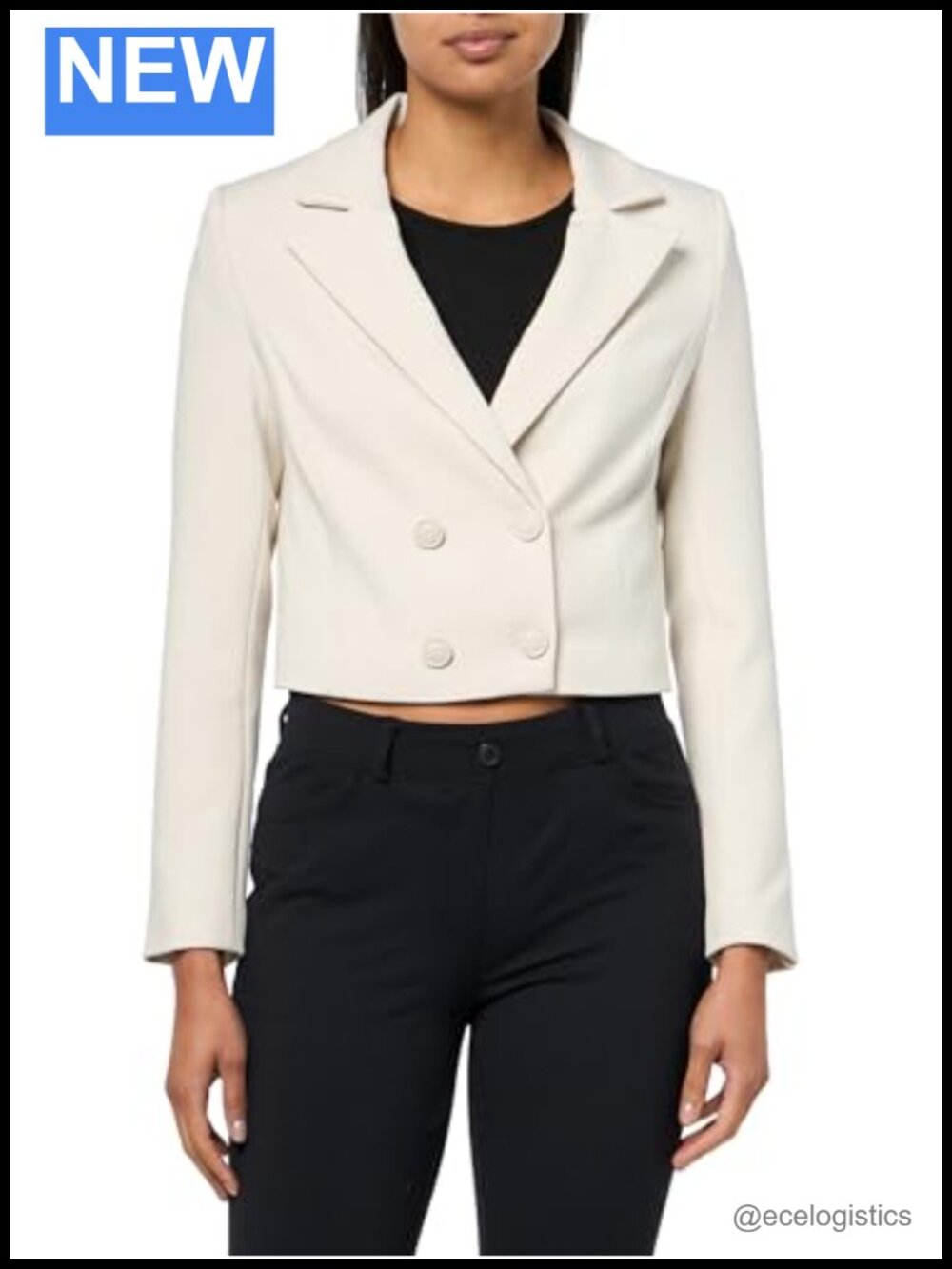 GUESS Eco Joandra Crop Blazer Double Breasted Recycled Polyester